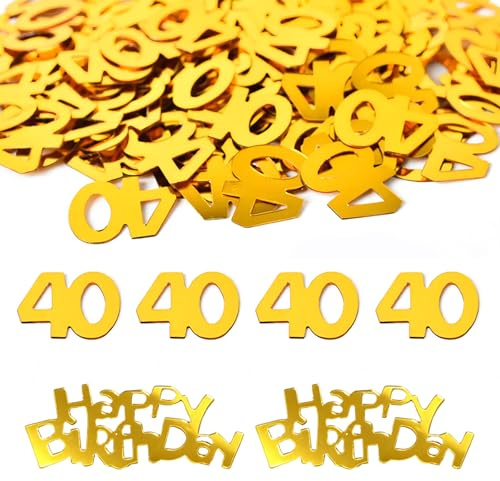 Confettis Decoration Anniversaire, 40 Joyeux Anniversaire Deco pour Homme & Femme - 500 Pièces Happy Birthday Decoration Confetti, Deco Cadeau pour 40 Ans Hommes & Femmes
