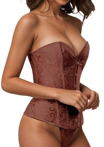 Corsé para mujer, disfraz de Halloween, ropa interior moldeadora del cuerpo, elegante corsé para el mejor control de la cintura y levantamiento de la cintura, para todas las ocasiones, café, S