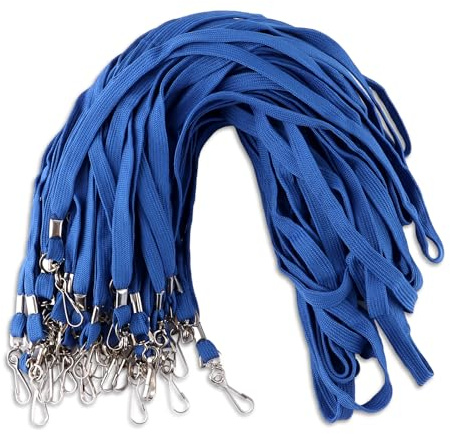 LOPYXBR 100 Stück Schlüsselband Schlüsselanhänger Band mit Drehbarem Metallclip 42cm Lanyard Schlüsselband Schlüsselbänder zum Umhängen für Ausweishüllen und Schlüssel (Blau)