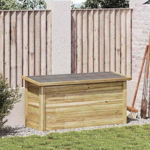 Frdhee Scatola con coperchio, contenitore con contenitore, marrone, 119 x 44,5 x 58 cm, ideale per giardino, terrazza e balcone