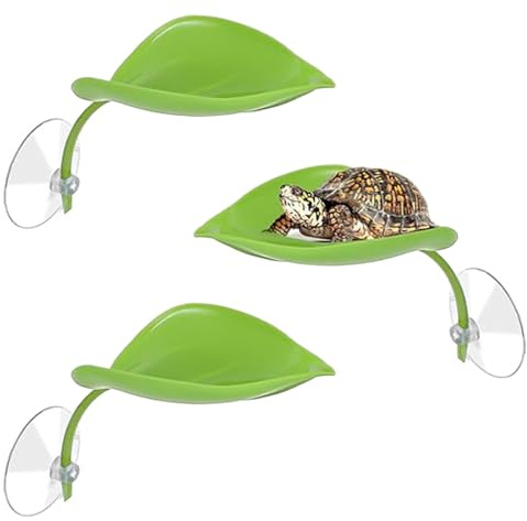 3 Pcs Plastic Leaf Decorations, Frog Habitat Platform with Suction Cup, Tree Frog Tank Accessories for Terrarium, Tank Terrarium Accessories