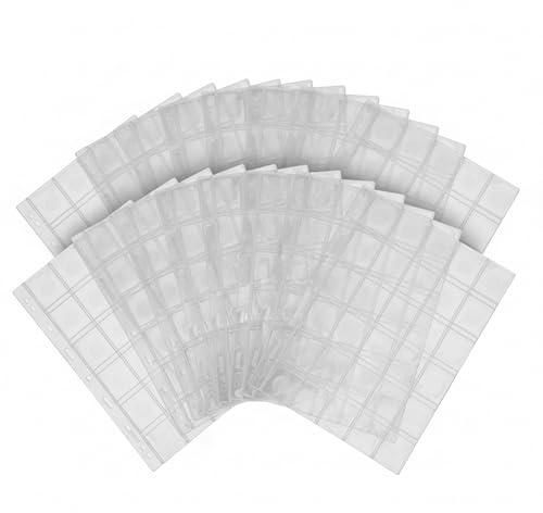 DOJA Barcelona Fogli di Tasche per Monete - Pack 24-960 Taschine - Pagine per la Raccolta di Monete, Cartelle ad Anelli Standard - Fogli Raccoglitore per Organizzazione Perfetta Collezione