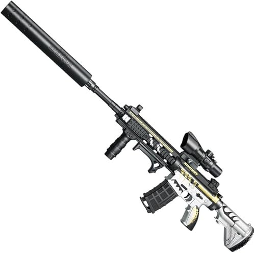 Electric Gel Ball Blaster M416, Automatic Splatter Ball Blaster with Goggles & 20000 Ammo, Soft Bullet Blaster Toy Gun for Outdoor Shooting Team Game for Adults and Kid (White)