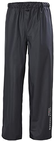 Helly Hansen Voss Rain Pant - PU-Coated Welded-Seam Waterproof Pants - Reflective Commuter Rainwear - Adjustable Hem - 590 Navy - X-Large