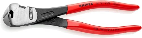 Knipex Tronchese per Meccanica con Tagliente Frontale - Tipo Forte Bonderizzata Nera, Rivestiti in Resina Sintetica 200 Mm (Confezione Self-Service/Blister) 67 01 200 Sb
