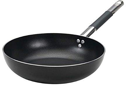 Pentole Agnelli ALSC111BSSPIC36 Alblack Padella Svasata Alta, in Alluminio, Spessore 3 mm, Fondo Induzione da 8 mm, con Manico Tubolare in Acciaio Inossidabile ”Cool”, 36 cm, Nero