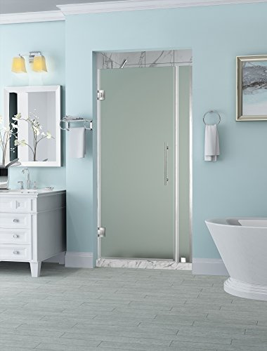 Aston SDR965F-SS-3327-10 Belmore 32.25 to 33.25 x 72 Frameless Hinged Alcove Shower Door in Frosted Glass, Stainless Steel