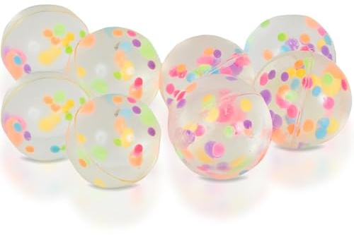 Unique Party 84725 - Jouets pour Pochette Cadeau - Balles Rebondissantes Confetti - Paquet de 8