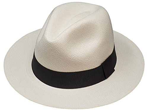 Borges & Scott The Hudson – Fedora Panamahatt – vit med svart band – rullbar och lätt original Panamahatt