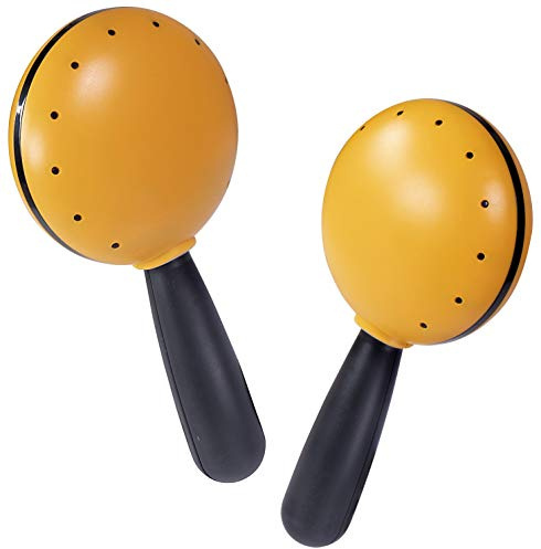 Luminote Maracas with Slim, Ergonomic Design and Flexible Shock Absorbers for Hand Held Percussion, Yellow (1-Pair)