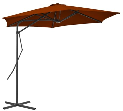 vidaXL Sonnenschirm mit Stahlmast Drehbar Gartenschirm Strandschirm Marktschirm Balkonschirm Ampelschirm Schirm Terracotta-Rot 300x230cm