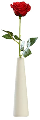 Ericotry Vaso da fiori minimalista in ceramica bianca, altezza 22 cm, decorazione per casa e ufficio, vaso unico per casa, matrimonio, decorazione natalizia