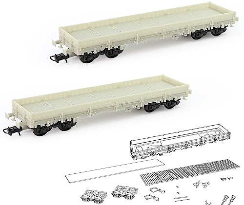 Evemodel 2 Set Spur H0 1:87 Niederflurwagen Modell Eisenbahn Güterwagen Waggon Unbemahlte Klebstoff Blank unlackiert unmontiert