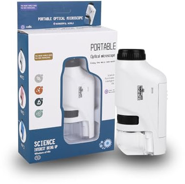 Tragbares Kinder Mikroskop,60-120X Taschen Handmikroskop,Mini-Mikroskop mit LED Licht,Hochauflösendes Taschenmikroskop für Kinder,Geschenk,Lernspielzeug,Heimstudium im Vorschulalter (Weiß)