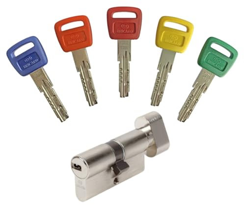 Cylindre Bricard Olympia 30+30 Bouton. 5 Clés, Argent