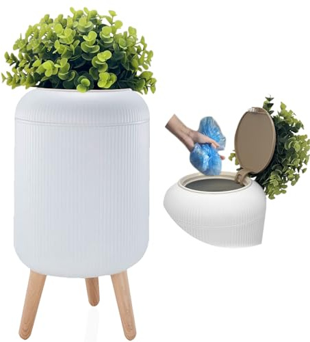 Yatmung Dog Poop Trash Can Outside - 2.5 Gal Bathroom Trash Can with Lid - Bedroom Garbage Can - Small Pet Waste Container with Lid - Outdoor, Office, Living Room - Plant Styled Dog Poop Bucket