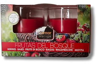 Generic Candele Aromatiche in Bicchiere, Frutti Di Bosco, 2 Unità, Profumatore Essenza per la Casa, Cera Vegetale Naturale, 18 Ore di Durata