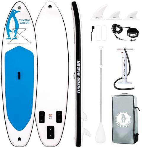 Tuxedo Sailor Stand Up Paddling Board 320 cm Inflatable Paddle Board for Adults mit SUP Accessories, Stand Up Paddle Board 150 kg Inflatable SUP Board (Dark Blue)