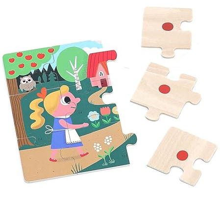 Vilac - Coffret 4 Puzzles en Bois - Boucle d'or - Ingela P.Arrhenius - Montessori - stimule la Coordination - motricité et résolution de problèmes chez Les Tout-Petits - Univers poétique et éducatif