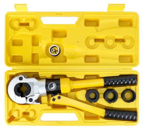 QWORK® Alicates Prensadores Tuberías, 100 kN Prensadora Tubo TH16, TH20, TH26, TH32, para Tubos de Aluminio-plástico y Tubos de Acero Inoxidable