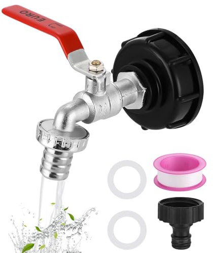 FAOKZE Accessoires pour réservoir IBC, Robinet de vidange pour réservoir IBC 3/4 pouce,1000 L Réservoir d'eau accessoires robinet de vidange,Réservoir d'eau de pluie accessoires pour réservoir IBC