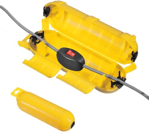 sourcing map Cache de rallonge pour extérieur, étanche IP44, boîtier de connexion électrique, protection pour prise de courant, prise de courant, lumière de Noël - Jaune