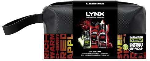 Lynx Fine Fragrance Collection All Over Kit Gift Set with a body spray, a body wash and a lower body spray in a Wash Bag perfect for any occasion 3 piece