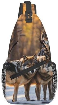 OAZCVBNN vargar tryck kors bröstväska diagonalt slunga gymresor weekendresor crossbody ryggsäck