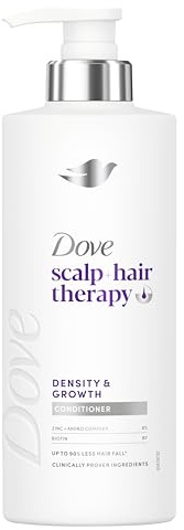 Dove Scalp + Hair Therapy Density & Growth Conditioner, 400 ml | For thinning hair, up to 90%* less hair fall, Amino Complex, Zinc, Biotin help strengthen strands and improve hair resilience
