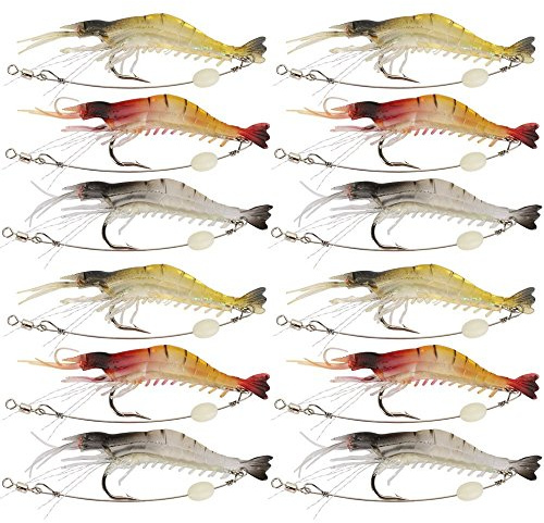 Goture Soft Lures Shrimp Bait Set, Freshwater/Saltwater, Trout Bass Salmon, 12 Piece