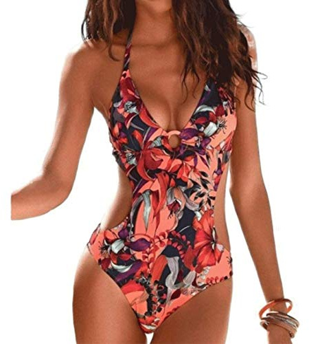 DURINM Femme Maillot de Bain 1 Pièce Ruched Monokini de Sport Bohême Body Guide Grande Taille Tankini Push up Dos Nu Grande Taille Maillots de Bain Amincissant (M)