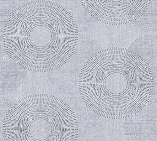 A.S. Création Tapet med cirklar attraktiv geometrisk grafisk fleece-tapet med glittereffekt grå matt glänsande strukturerad 378321