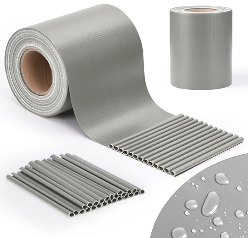 jarolift PVC Sichtschutzstreifen Sichtschutz Gartenzaun Stabmattenzaun Balkon, Wasser und Winddicht Komplettset mit 25 Clips, 40 m (L) x 19 (B) cm, Grau - Achtagrau