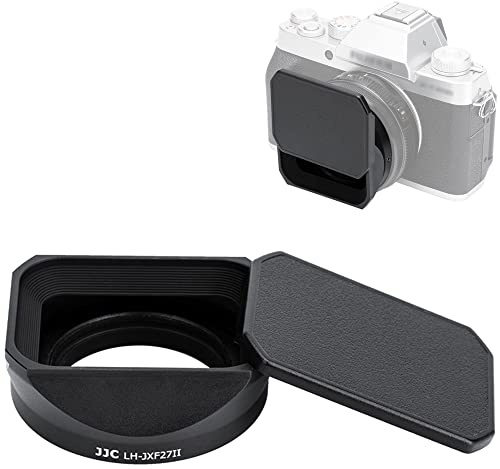 JJC Square Metal Camera Lens Hood Cover with Lens Cap Replaces LH-XF27 for Fujifilm XF 27mm F2.8 R WR & XF 27mm F2.8 Lens & XF 23mm F2.8 R WR on X-T5 X-T4 X-T3 X-T2 X-T30 II X-T20 X-T10 X-H2S X-H2