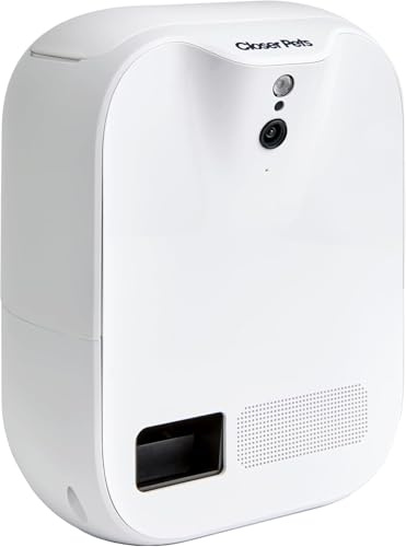 Closer Pets TreatView Pet Indoor Security Camera with Phone App (iOS/Android Compatible), with Night Vision and Built-In Treat Dispenser