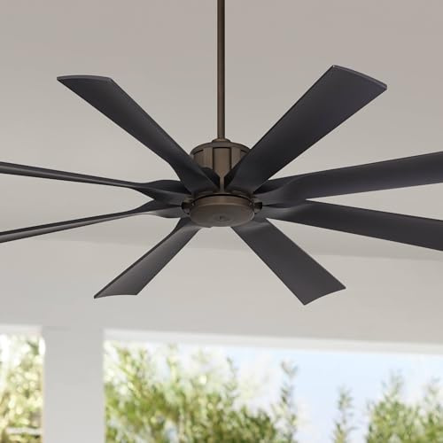 Possini Euro Design 60 Defender Modern Industrial Indoor Outdoor Ceiling Fan with Remote Control Oil Rubbed Bronze Hand-Painted Damp Rated for Patio Exterior House Porch Gazebo Garage Barn Roof