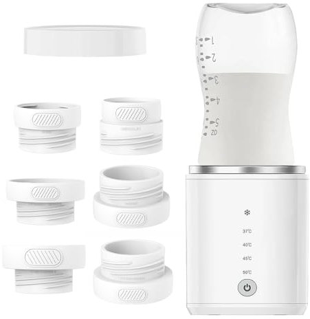 Flaschenwärmer Baby Unterwegs Akku, Afenau Babyflaschenwärmer mit Temperatur, 6 Adapters, Aufladbar Über USB, Tragbarer Flaschenzubereiter Baby, Fläschchenwärmer to go für Familien und Reisen
