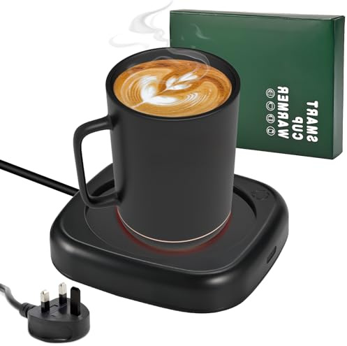 Faburo Coffee Mug Warmer, Cup Warmer for Desk Smart Cup Warmer 8hrs Auto Shut Off, Electric Beverage Warmer with 2 Temp Settings Heating Coffee, Tea, Milk for Office Home