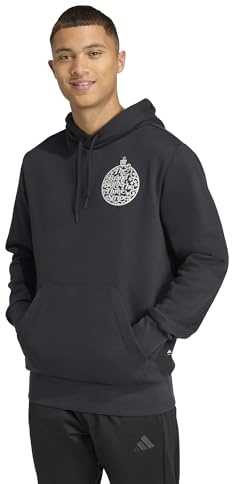 adidas Men's Holiday Metallic Graphic Hoodie, Black, Small