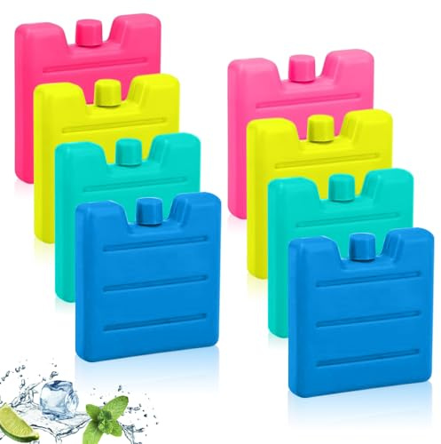 BNGXR Petits blocs réfrigérants, mini éléments de sac isotherme, 4 couleurs, éléments réfrigérants pour boîte à lunch, sac isotherme, boîte à lunch, parfait pour le pain, le bureau, le camping, etc.,