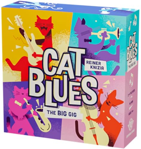 BITEWING GAMES Cat Blues Card Game - Bid for The Hottest Blues Bands - Win Auctions to Gain Cards and Form Quartets - Re-Imagined Reiner Knizia Classic Board Game - 2-4 Players Age 14+