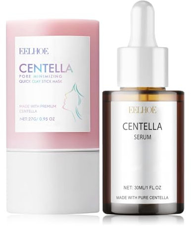 Centella Set, Centella Clay Stick 27g + Centella Serum 30ml, Skincare Stick, Centella Gesichtsserum, Centella Asiatica Extract, Korean Skincare, Geeignet für Empfindliche Haut