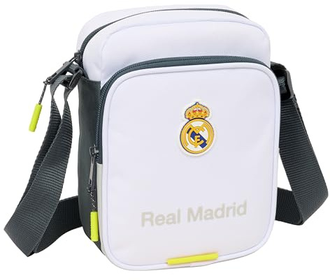 Safta REAL MADRID EQUIPACIÓN 25/26 - Bandolera con Bolsillo Exterior, Maletín Portatodo, Bandolera, Cómoda y Versátil, Calidad y Resistencia, 16x6x22 cm