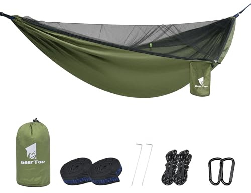 GEERTOP Hamac d'extérieur avec moustiquaire, capacité de charge de 300 kg pour camping, randonnée, survie, voyage, jardin
