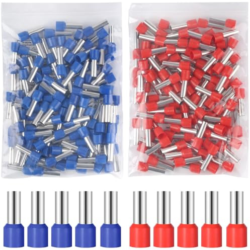 Lot de 200 embouts pour câbles de section 16 mm², embouts rouges et bleus, connecteurs 16 mm² x 18 mm, cosses isolées, embouts pour connexions de câbles