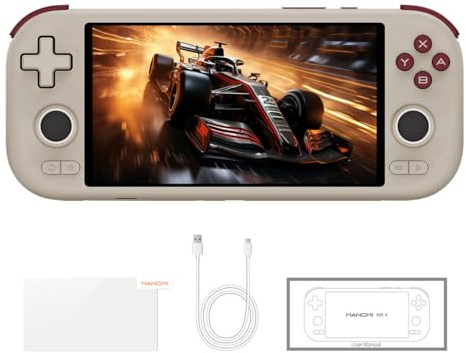 Mangmi Air X Game Console,5.5 Inch IPS LCD Android 14 System and 5000mAh Battery Video Games Consoles,with DDR4+64G eMMC and Wireless Networt Console Casual Game Console RGB Joystick/6-Axis(Gray)