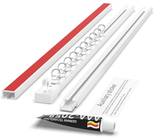 UPDOLIFRIT No Drill Adhesive Curtain Track Ceiling or Wall Mount（1.6M）, Ceiling Track Room Divider, Self Adhesive Curtains Rod, Screws or Tools, Curtain Hangers No Damage