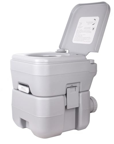 Dripex Portable Camping Toilet, 20L Travel Toilet with Flush & Removable Handle, Portable Commode for Camping Hiking Caravan RV Boat Home