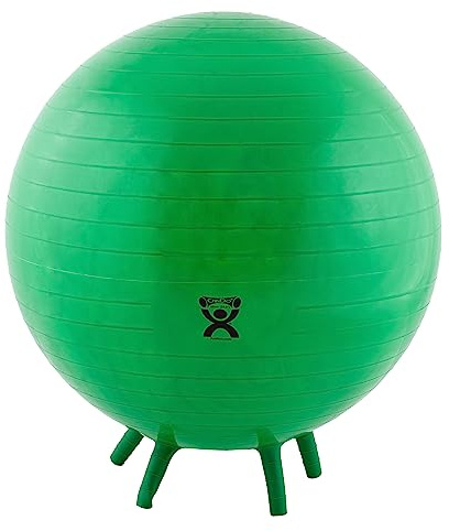 CanDo 30-1893 Non-Slip Inflatable Exercise Ball with Stability Feet for Exercise, Workout, Core Training, Stability, Yoga, Pilates, Balance Training Gym, Office, Home,Classroom. Green, 26”