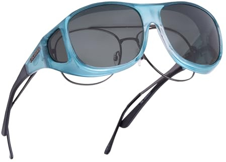 Cocoons Glossy Polarized Fitover Sunglasses L Pilot Square, Aqua, 62 mm
